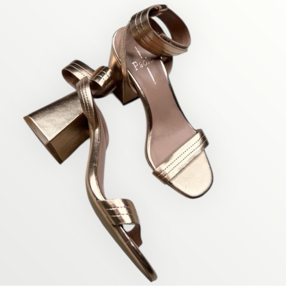 Paolo Metallic Rose Gold Open Toe Ankle Strap Strappy Sandals Size 5